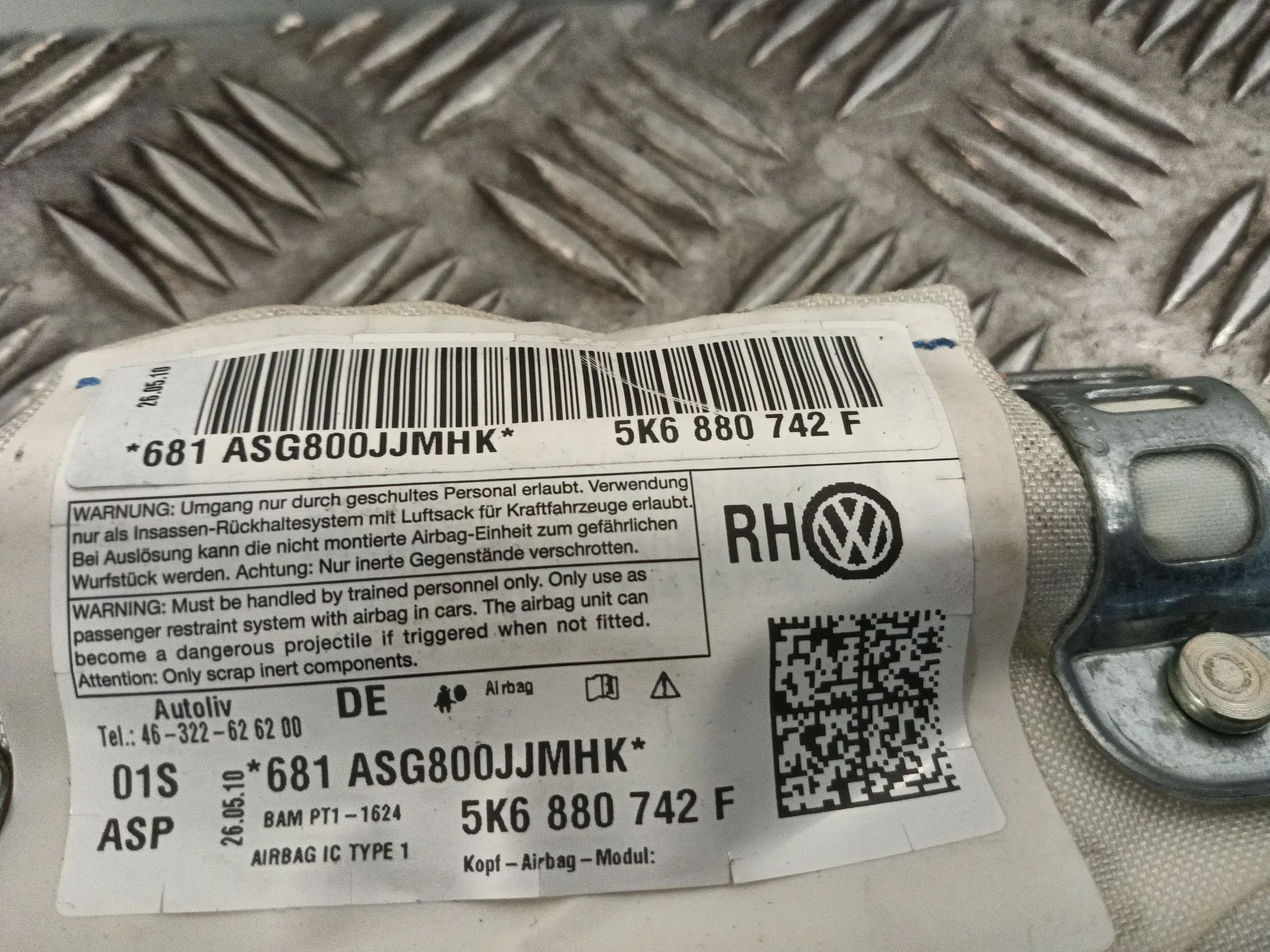 Airbag Cortina Delantero Derecho para Volkswagen Golf Vi (5K1)