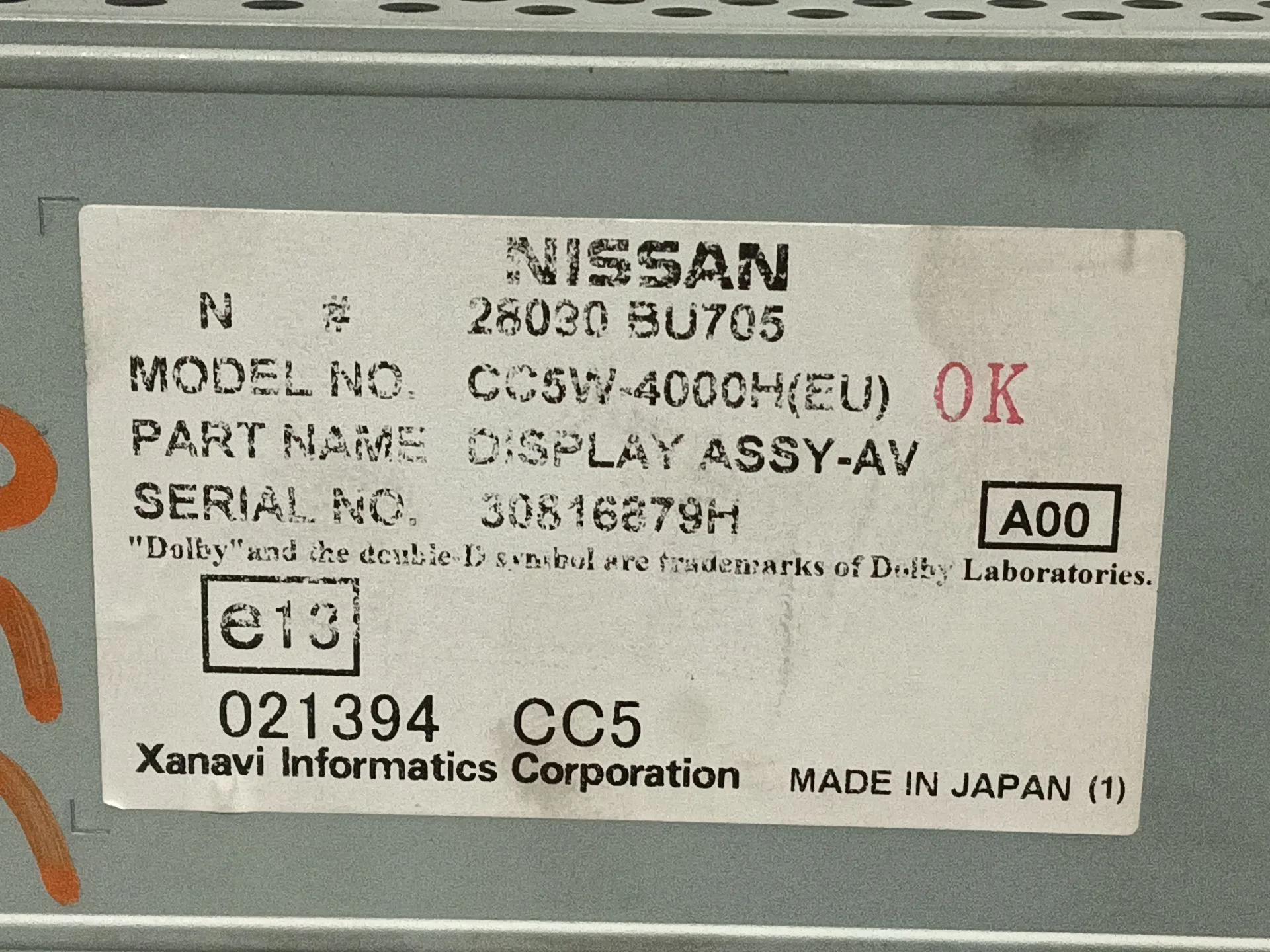 Pantalla Multifuncion para Nissan Almera Tino (V10)