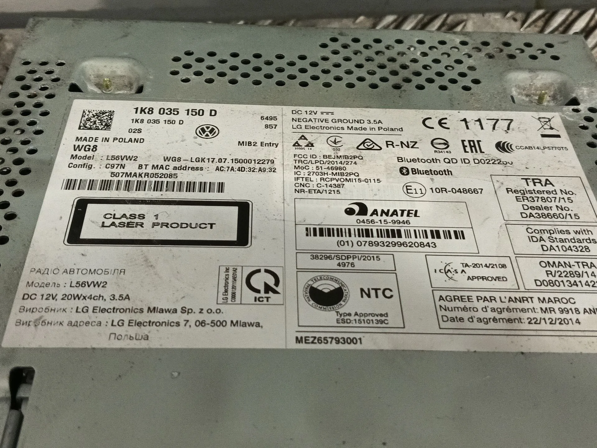 Sistema Audio / Radio Cd para Volkswagen Caddy Iv Monospace (Sab, Saj)