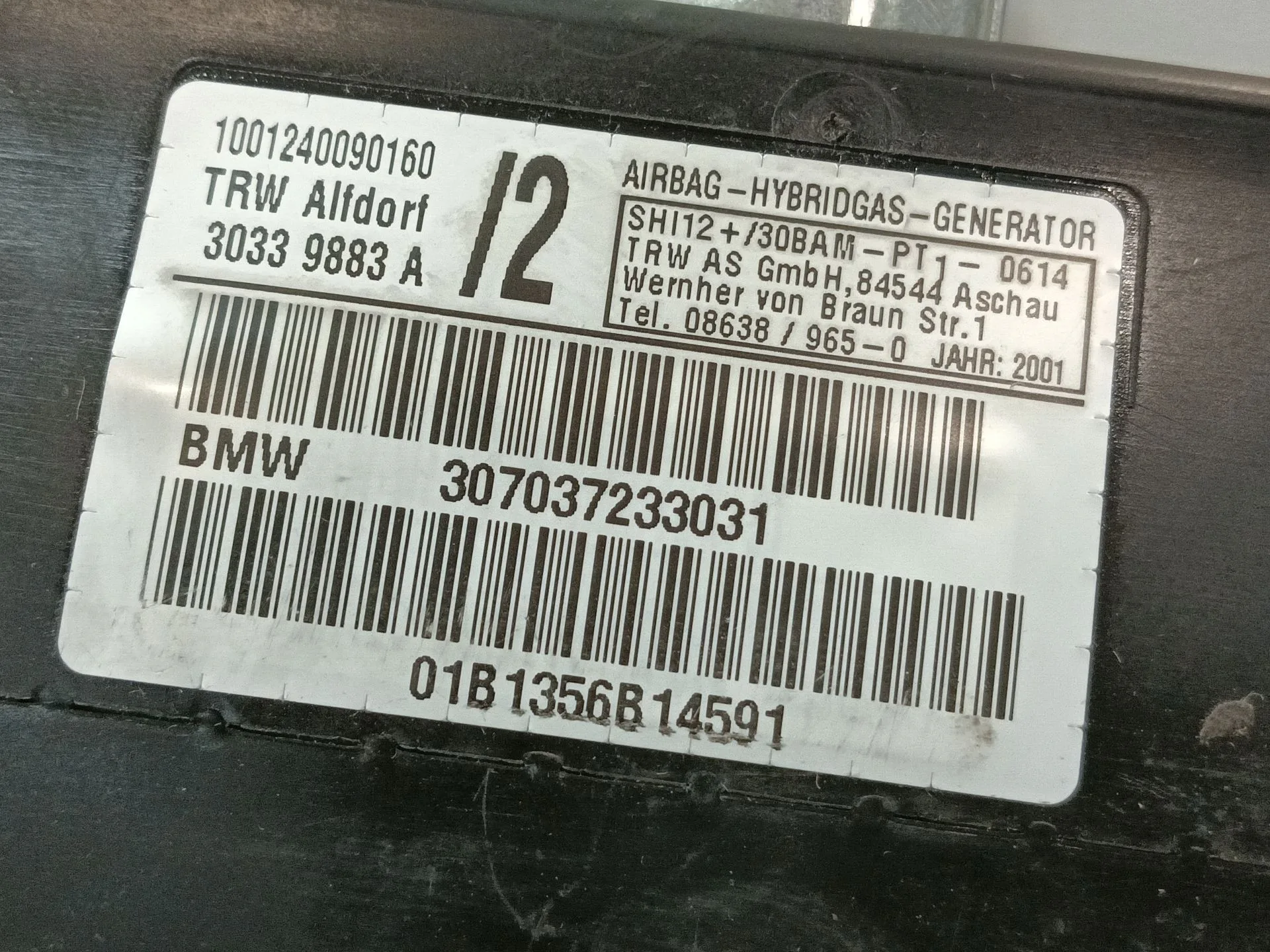 Airbag Lateral Izquierdo para Bmw Serie 3 Coupe (E46)
