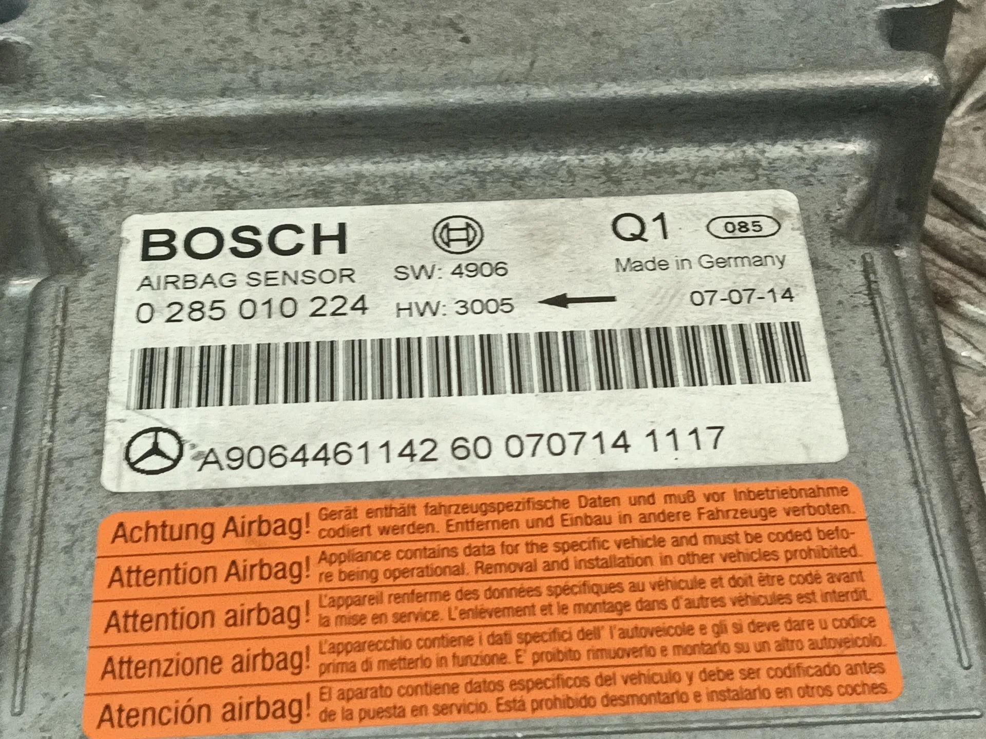 Centralita Airbag para Mercedes-Benz Vito / Mixto Furgoneta (W639)