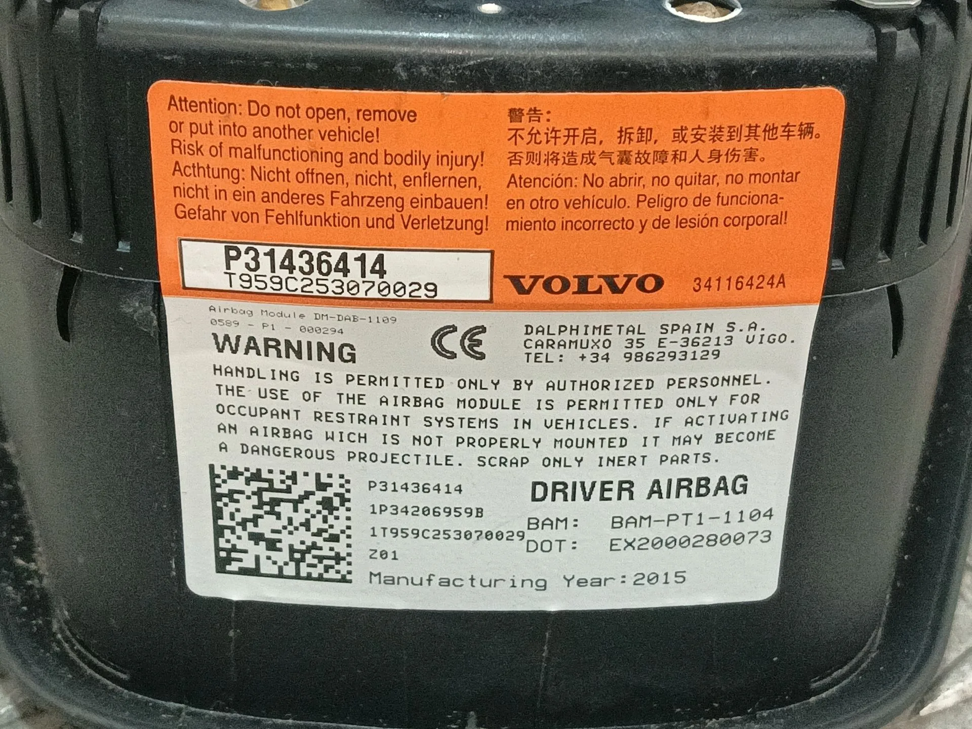 Airbag Delantero Izquierdo para Volvo V40 Hatchback (525)