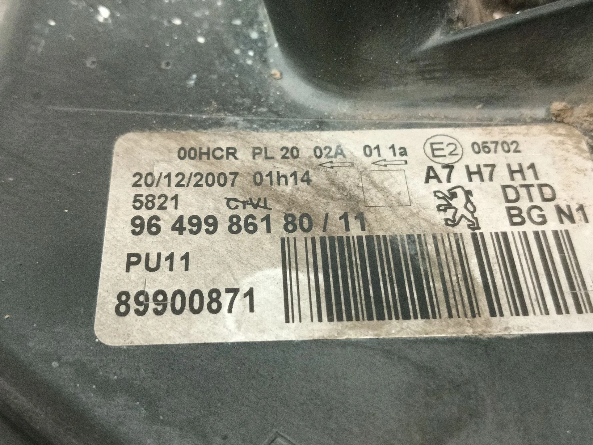 Faro Derecho para Peugeot 207 Cc (Wd_)