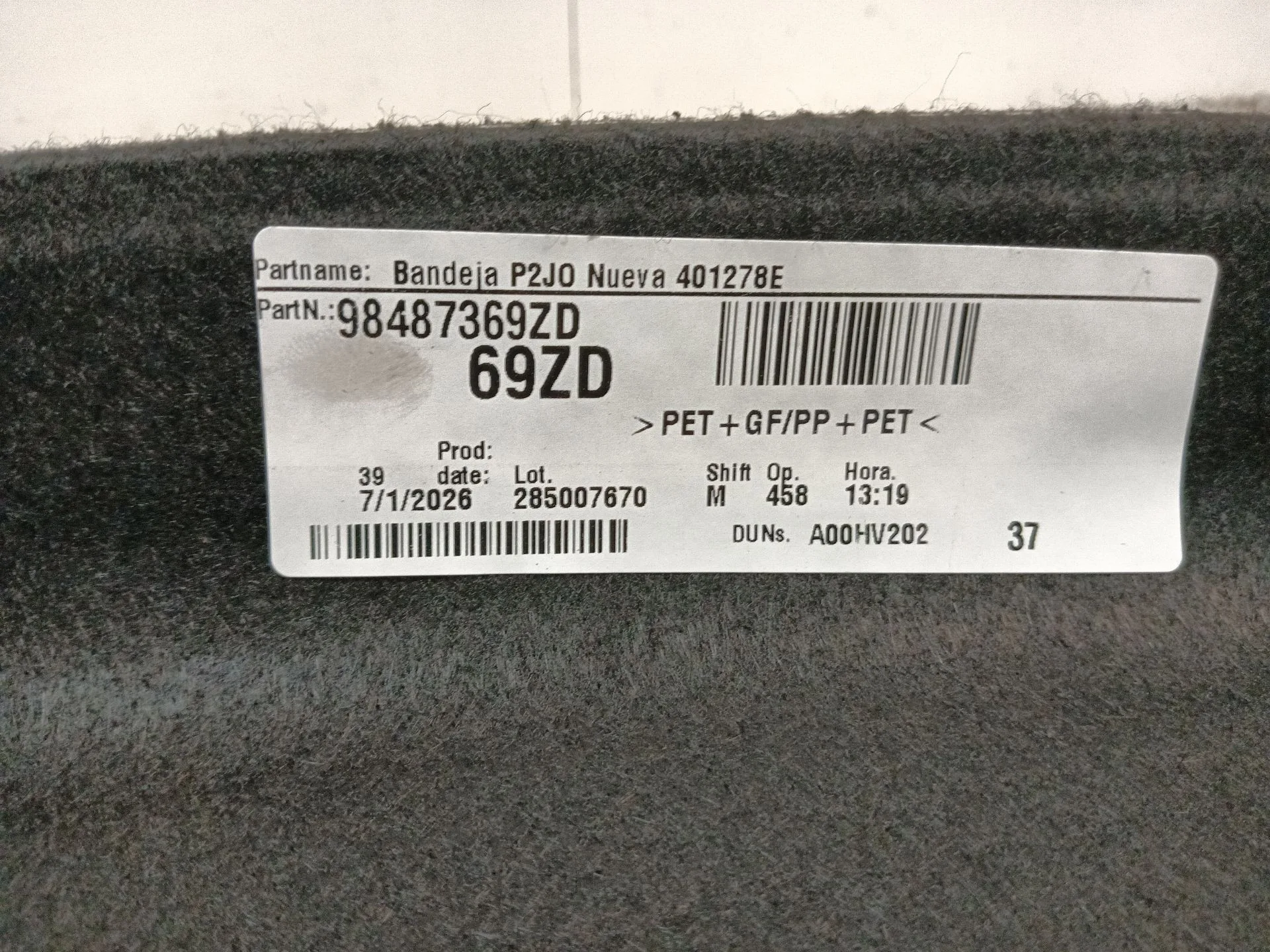 Bandeja Trasera para Peugeot 208 I (Ca_, Cc_)