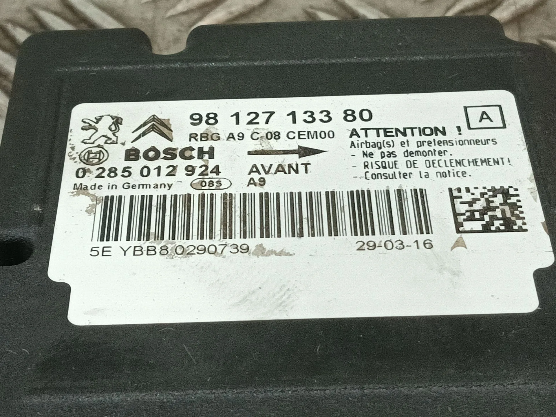 Centralita Airbag para Peugeot 208