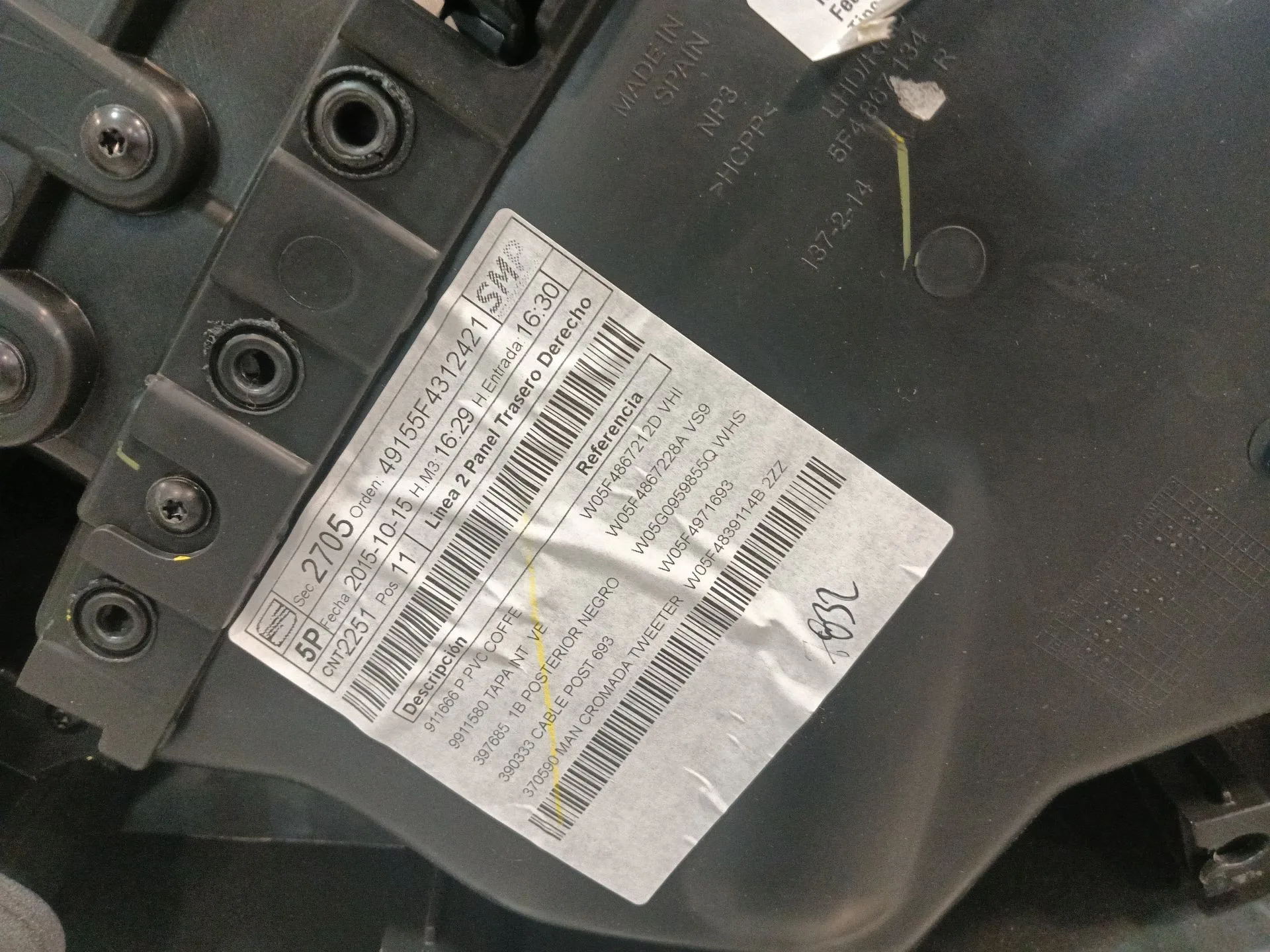 Guarnecido Puerta Trasera Derecha para Seat Leon (5F1)