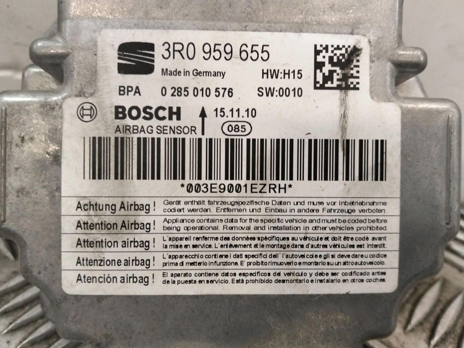 Centralita Airbag para Seat Exeo St (3R5)(2009>)