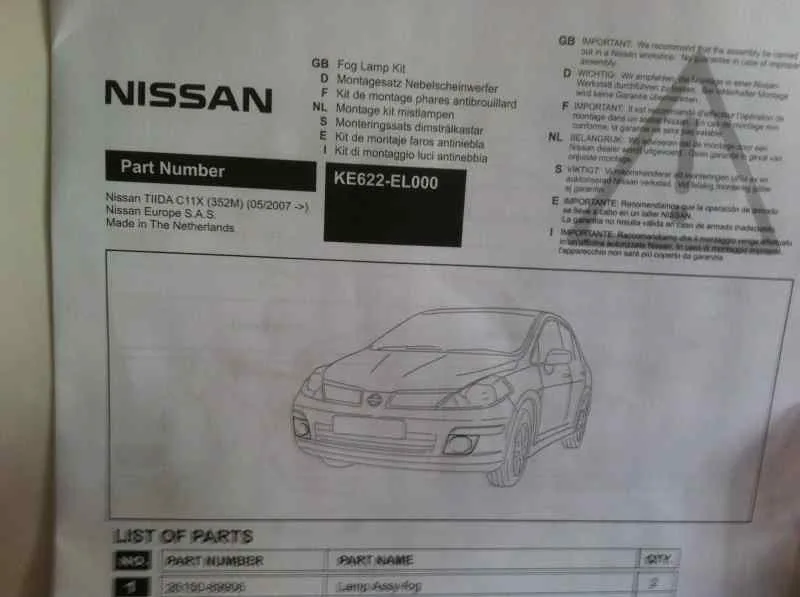 Kit Faros Antiniebla para Nissan Tiida (C11X/Sc11X)