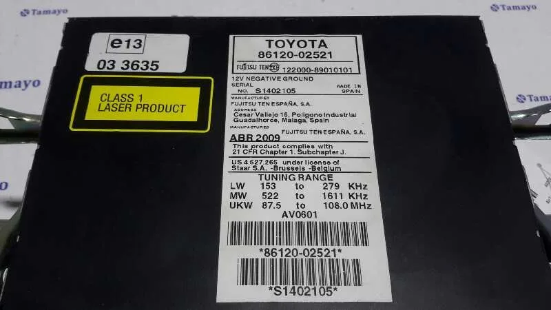 Sistema Audio / Radio Cd para Toyota Auris