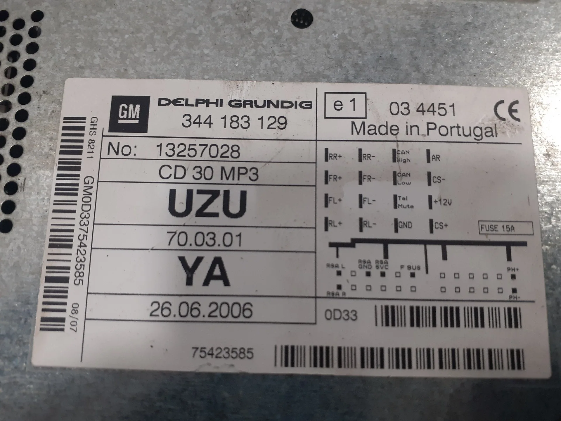 Sistema Audio / Radio Cd para Opel Corsa D