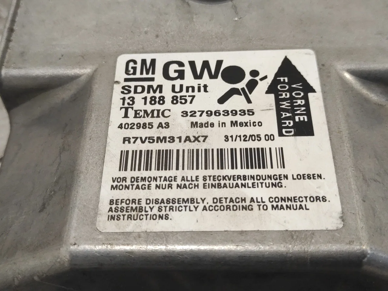 Centralita Airbag para Opel Astra H Berlina