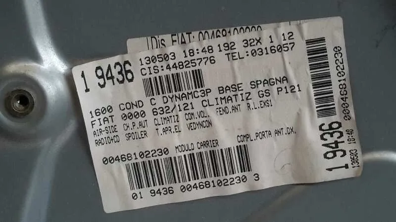 Elevalunas Delantero Derecho para Fiat Stilo (192)