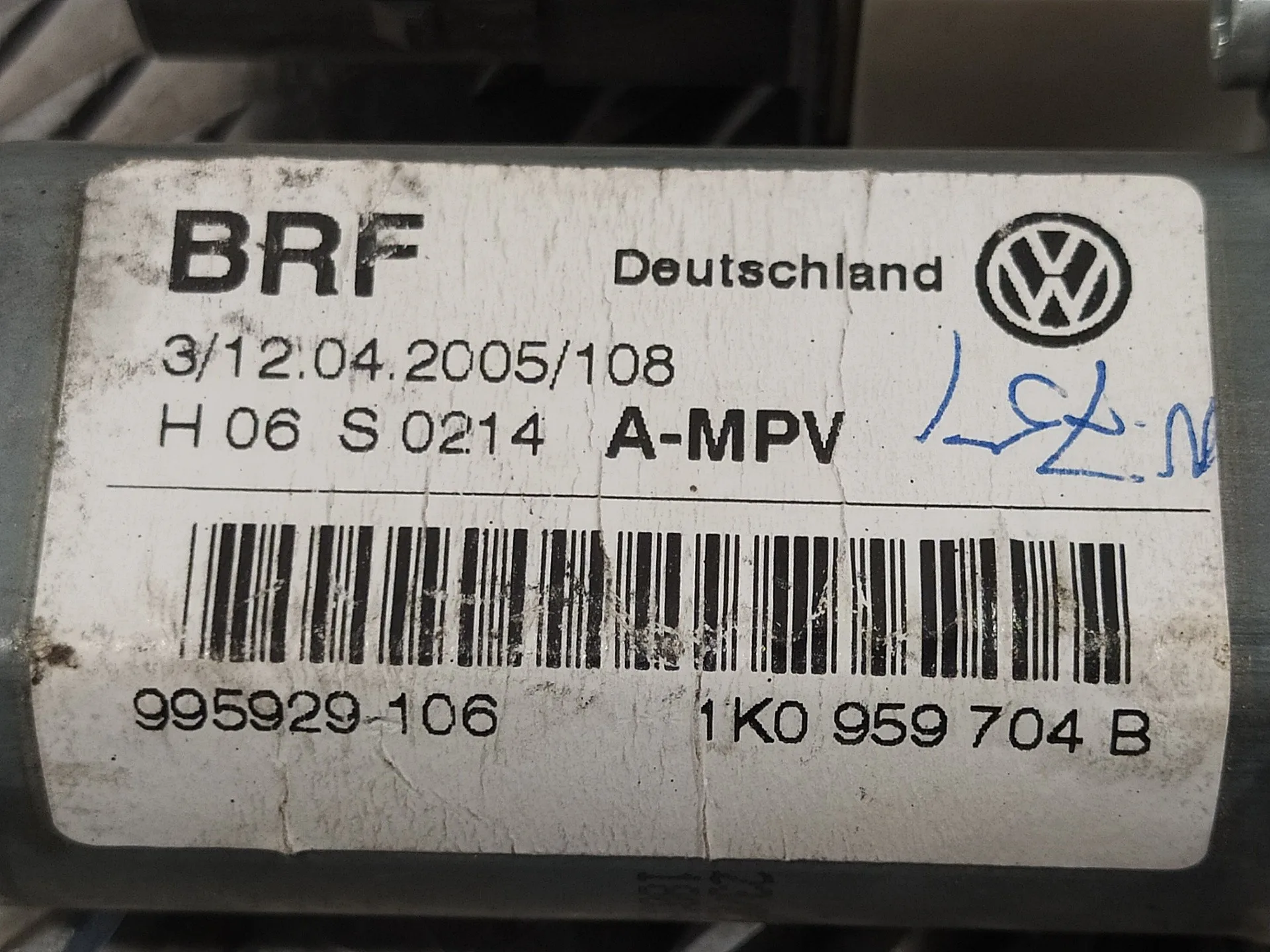 Motor Elevalunas Trasero Derecho para Volkswagen Touran (1T1)
