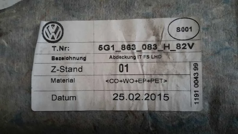 Guantera para Volkswagen Golf Vii Lim. (5G1)