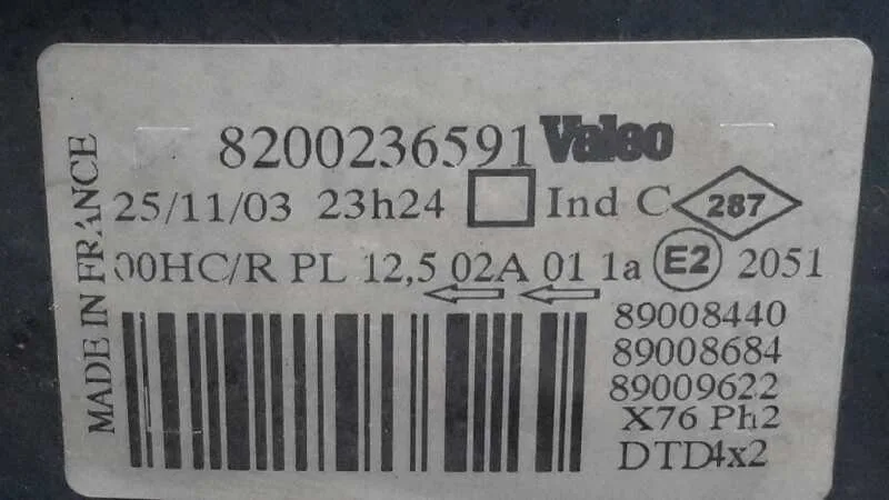 Faro Derecho para Nissan Kubistar (X76)