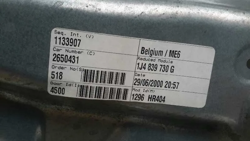 Elevalunas Trasero Derecho para Volkswagen Golf Iv Berlina (1J1)