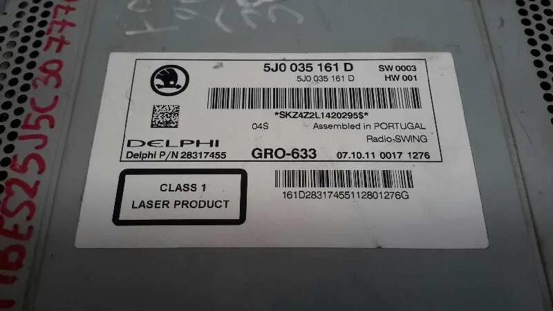 Sistema Audio / Radio Cd para Skoda Fabia (5J2 )