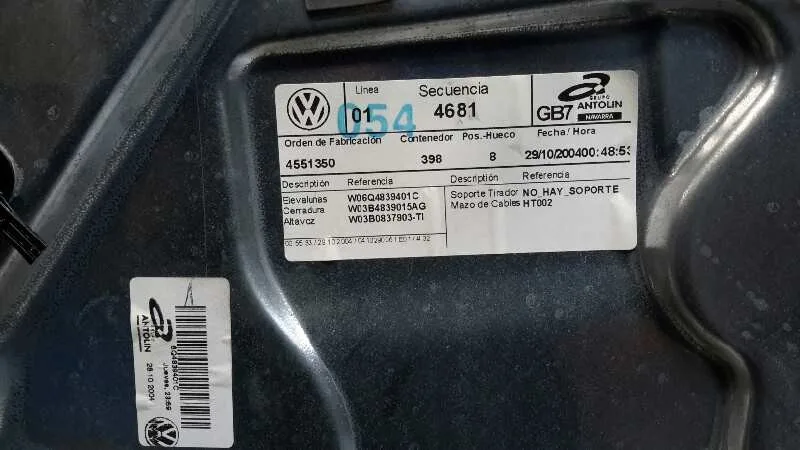 Elevalunas Trasero Izquierdo para Volkswagen Polo (9N1)