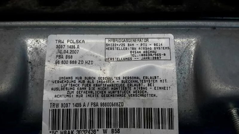 Airbag Delantero Izquierdo para Citroën C4 Picasso