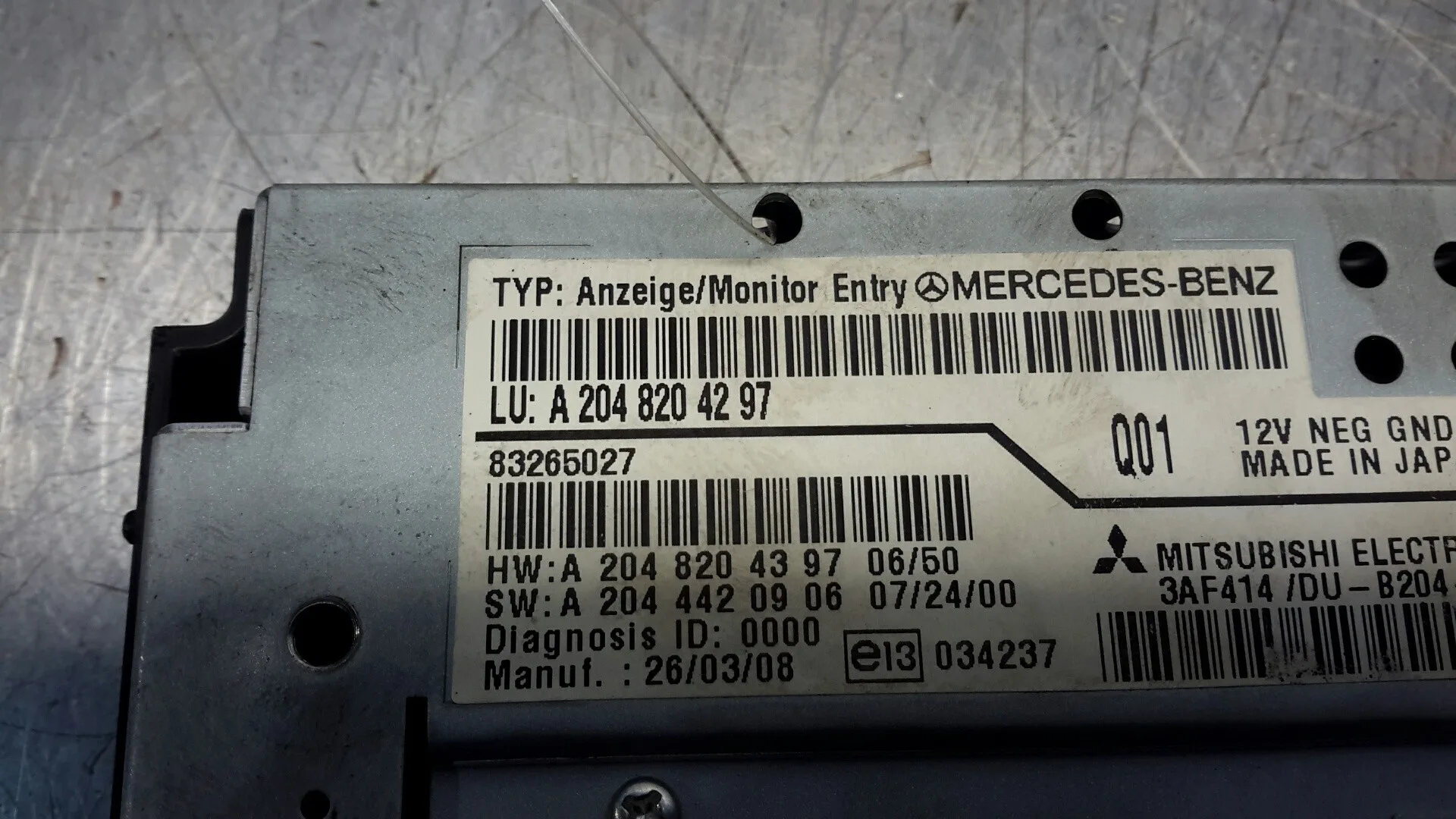 Pantalla Multifuncion para Mercedes-Benz Clase C (W204) Berlina