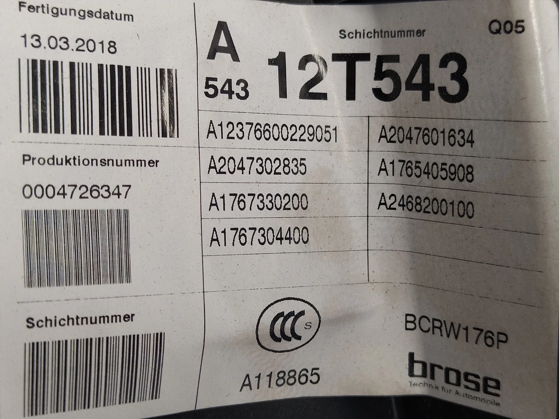 Elevalunas Trasero Derecho para Mercedes-Benz Clase A (W176)