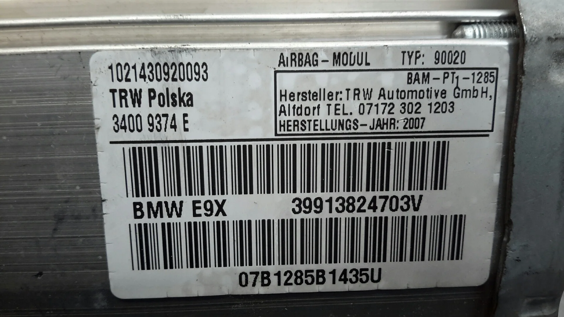 Airbag Delantero Derecho para Bmw Serie 3 Cabrio (E93)