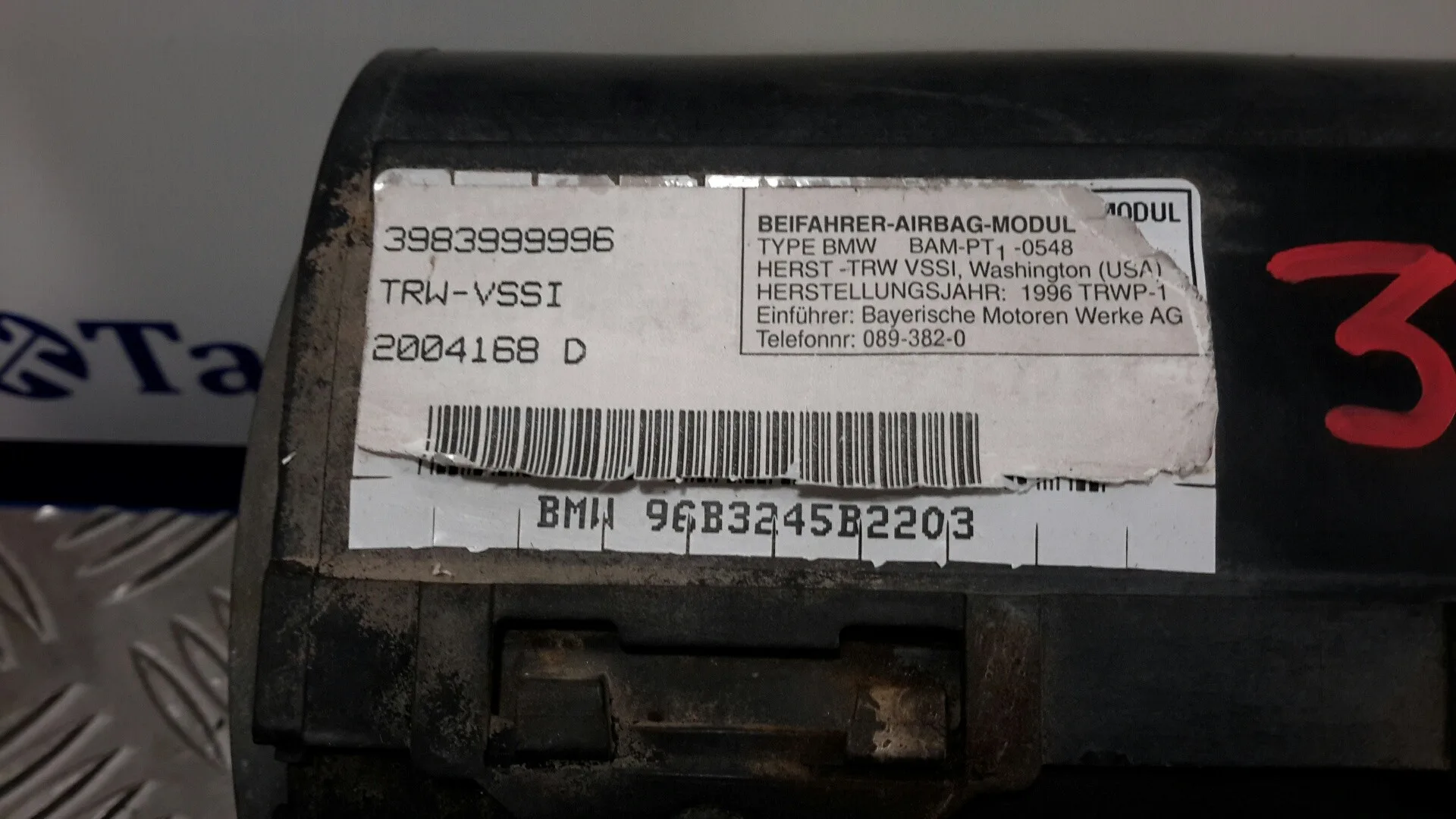 Airbag Delantero Derecho para Bmw Z3 Roadster (E36)