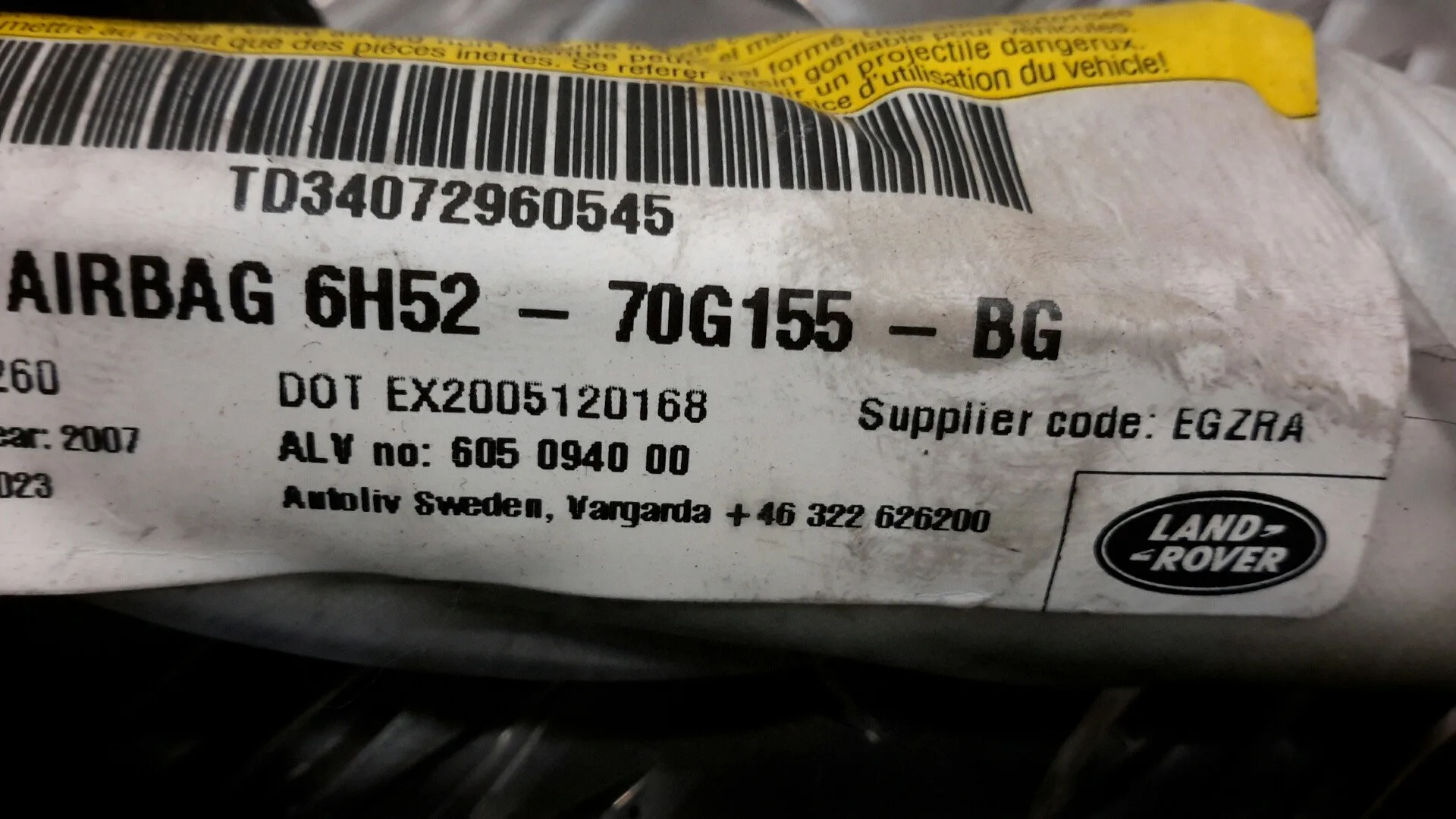 Airbag Cortina Delantero Izquierdo para Land Rover Freelander (Lr2)
