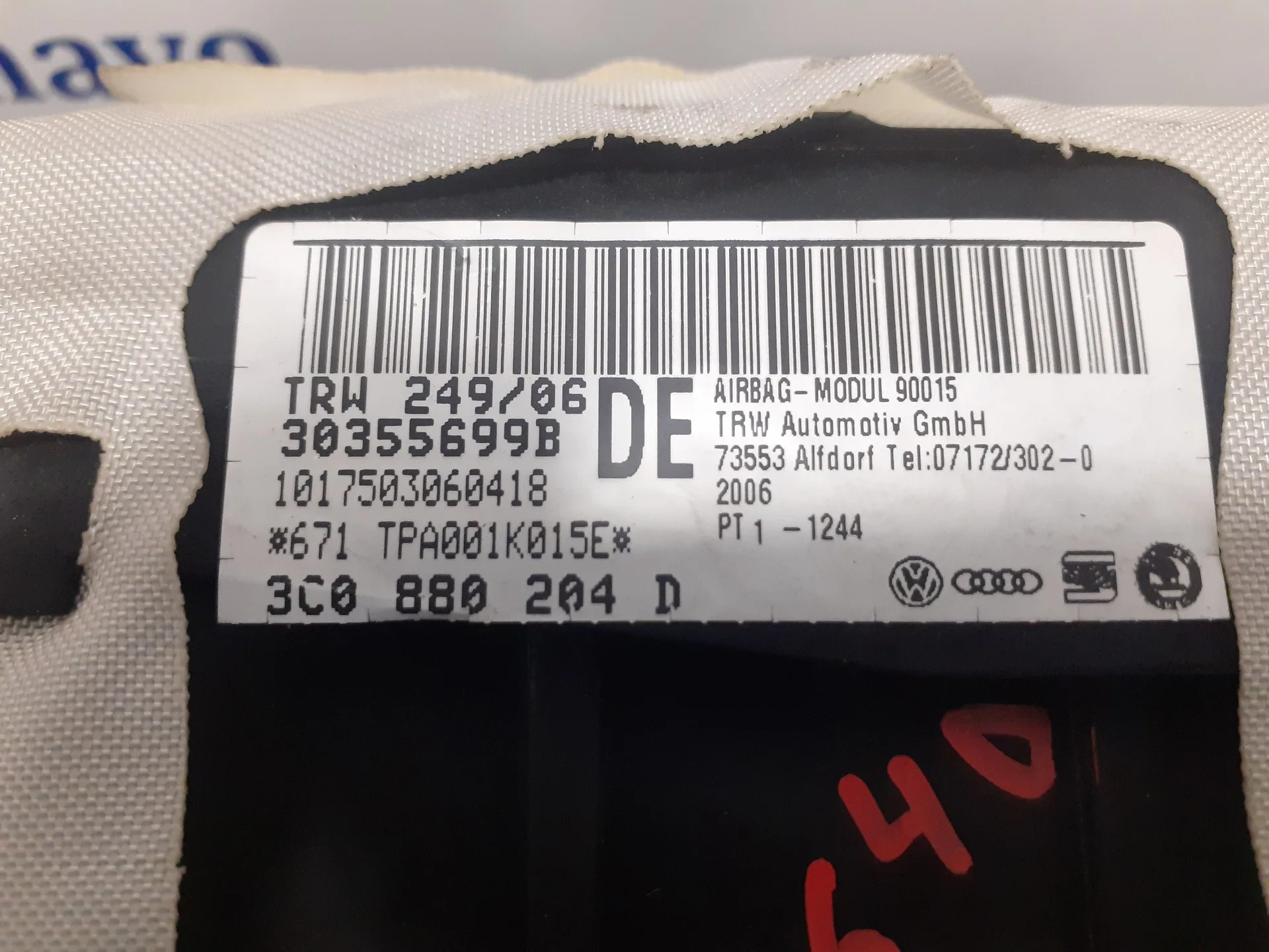 Airbag Delantero Derecho para Volkswagen Passat Variant (3C5)