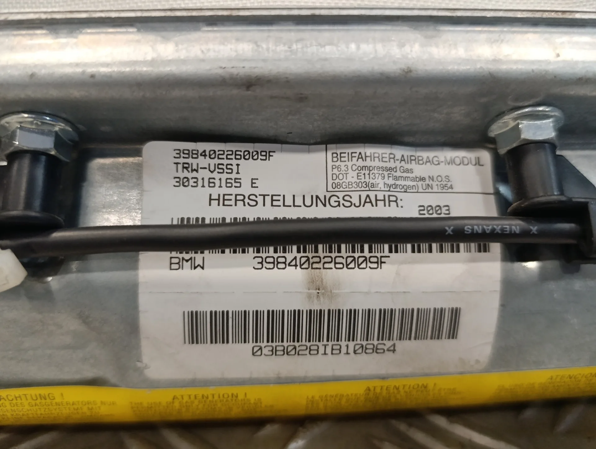 Airbag Delantero Derecho para Bmw X5 (E53)