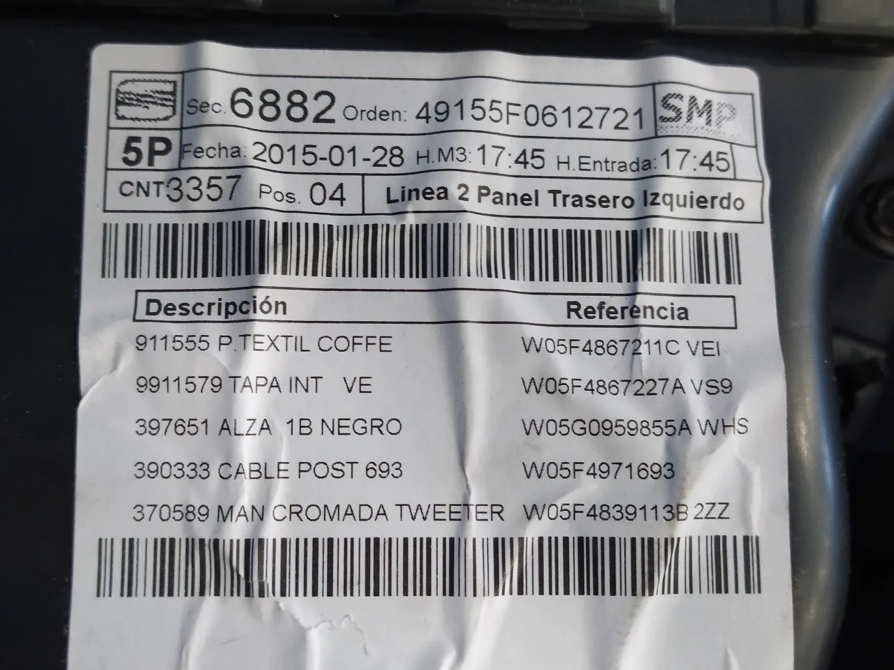 Guarnecido Puerta Trasera Izquierda para Seat Leon (5F1)