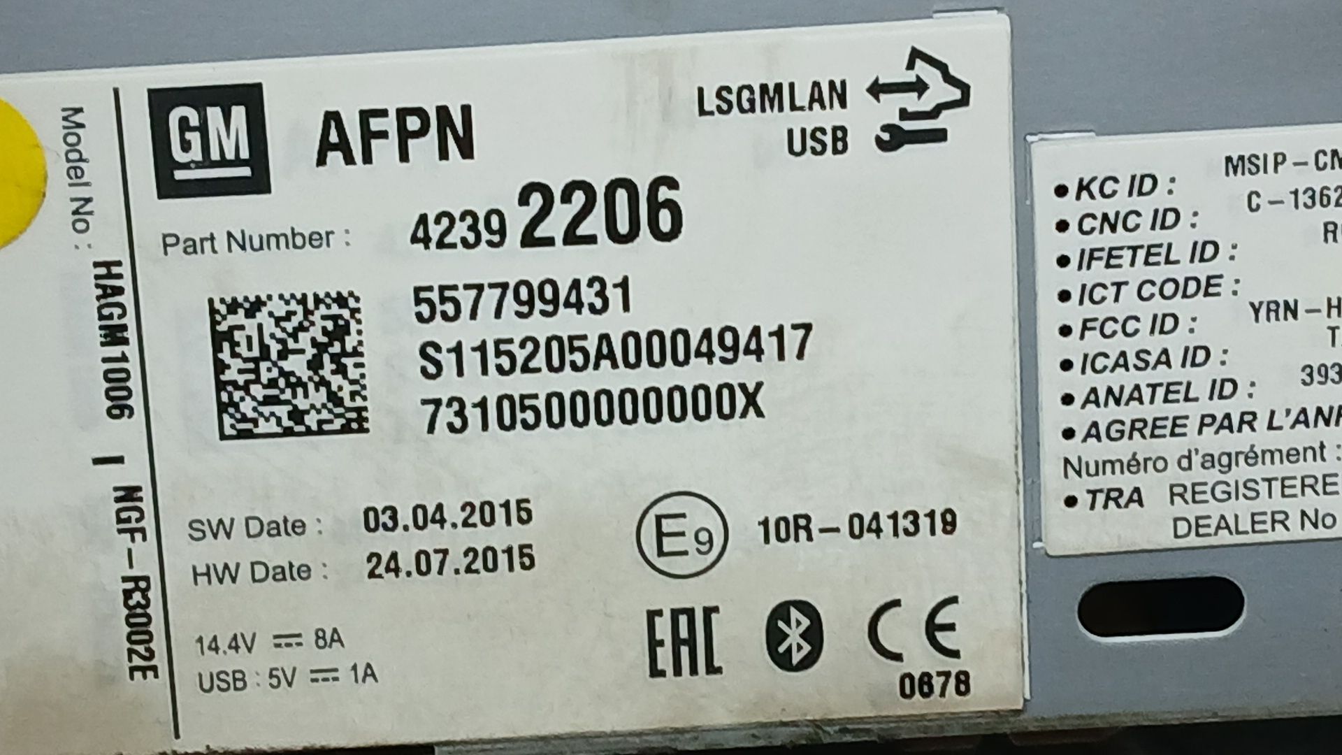 Sistema Audio / Radio para Opel Astra K (B16)