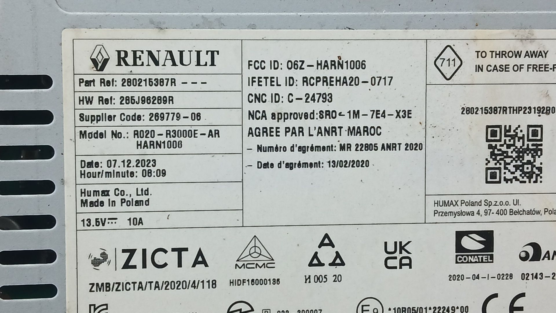 Sistema Audio / Radio para Renault Kangoo Iii Furgoneta/Monovolumen